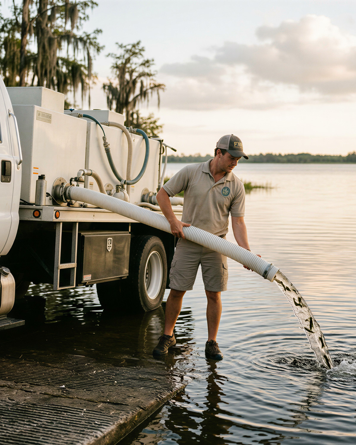 Fish stocking at a lake